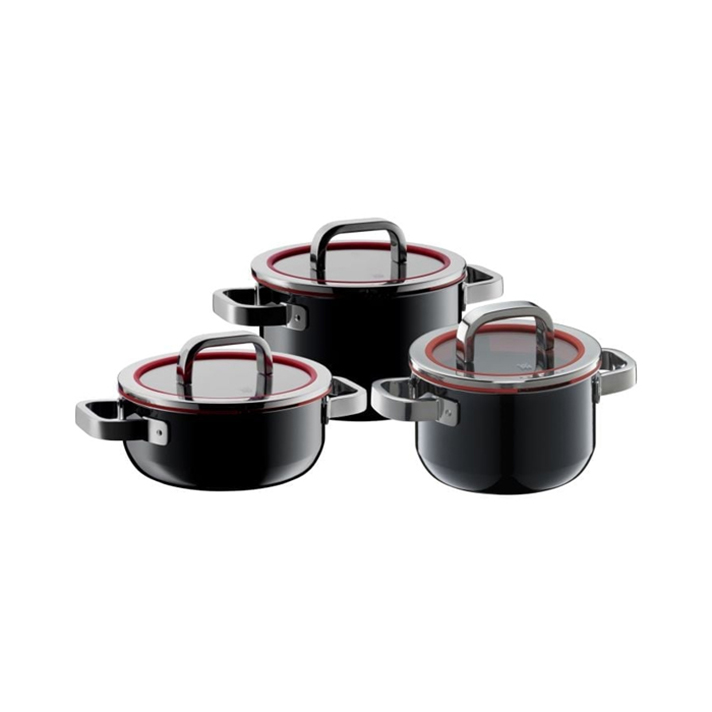 WMF-ESSست قابلمه سه تایی مشکی فیوژن تک وی ام اف | WMF FUSIONTEC FUNCTIONAL COOKWARE SET BLACK